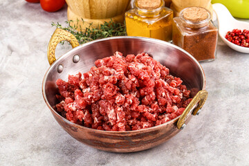 Raw beef minced meat for cooking