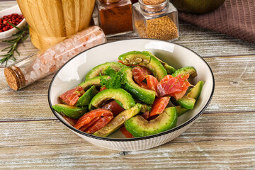 Salad with avocado and salmon