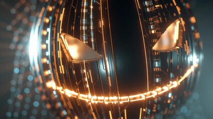 Digital jack o lantern illustration, close-up digital concept art of a futuristic jack-o’-lantern with glowing core, sleek design, vibrant lighting effects - Powered by Adobe