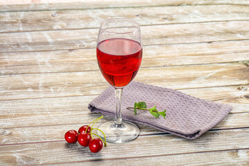 Sweet cherry juice in the glass