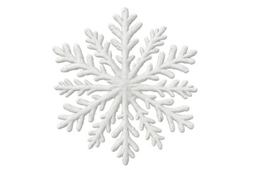 White snowflake forming a winter symbol, ice crystal decoration for christmas and holiday season on transparent background