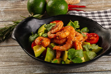 Dietary salad with shrimps and avocado