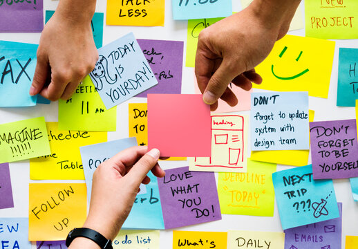 Colorful Sticky Notes Brainstorming Mockup PSD