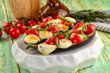 Baked eggplant with cherry and mozzarella