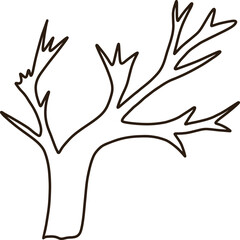 A leafless tree is drawn with black lines.