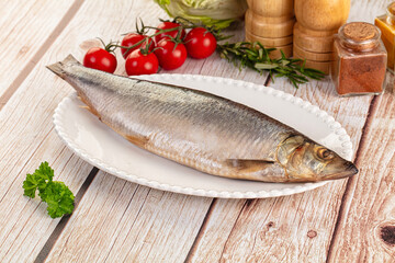 Raw whole salted herring fish