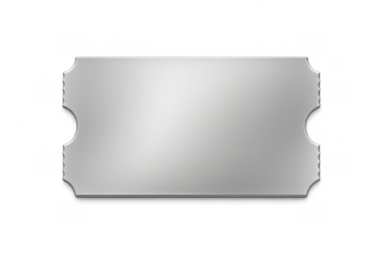 Blank metal plaque with curved edges on transparent background