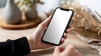 Modern Smartphone in Hand with Natural Background