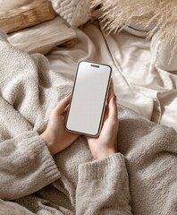 Cozy Moments with a Smartphone in a Comfortable Setting