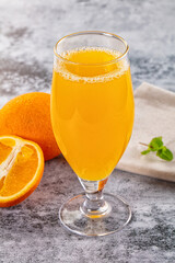 Fresh orange juice in the glass