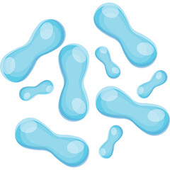 Light Blue Blob Shapes Scattered Across A Transparent Background With Soft Highlights And Shadows Demonstrating A Fluid Abstract Design