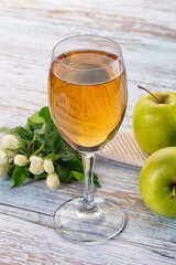 Apple yellow juice in the glass