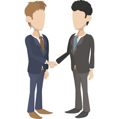 Two Businessmen Shaking Hands in Formal Attire Against a Transparent Background Representing Agreement Partnership and Handshake