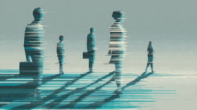 Abstract digital concept of workforce transition and employment data