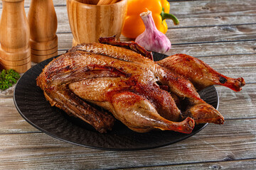 Baked with spices whole duck