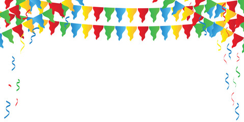 Happy birthday vector transparent background. colorful happy birthday border frame with confetti