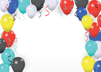 Happy birthday vector transparent background. colorful happy birthday border frame with confetti