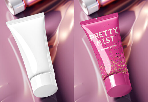 Elegant Cosmetic Tube Packaging Design Mockup PSD