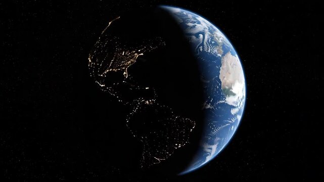 Cosmic view of planet earth in outer space against a dark background