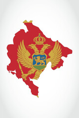 Vector graphic artwork suitable for print and web containing flat detailed map of MONTENEGRO