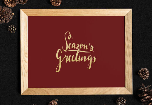 Festive Framed Holiday Greeting Frame Mockup PSD
