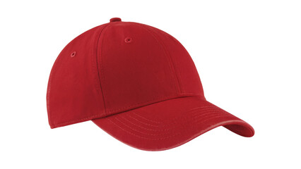 Stylish red baseball cap for casual wear, summer fun, and outdoor adventures, perfect for branding, fashion statements, or sun protection needs isolated on white or transparent png.