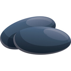 Two Dark Blue Smooth Oval Stones Resting Together With Subtle Highlights on a Transparent Background Minimalist Design Element