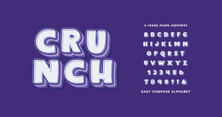 Crunch: Ready made alphabet. Easy compose fun, bold, and kids font.
