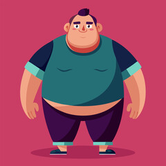 Cartoon-style depiction of an overweight man. Suitable for wellness, diet, and educational projects.