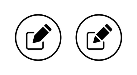 Edit pencil icon. Write and compose symbol in circular outline