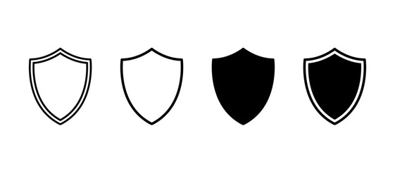 Defense shield flat icon set. Privacy and safety symbol