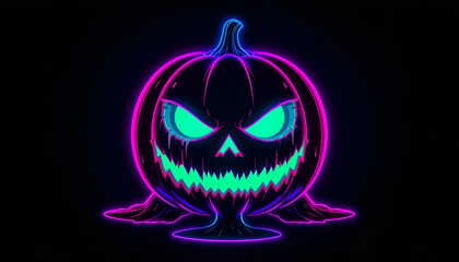 Menacing Pink Neon Jack-o'-Lantern with Dripping Bright Green Face