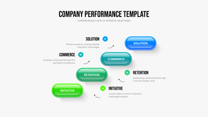 Visual Forecast 4 Element Infographic Slideshow Layout. Sales Proposal Slide Design Vector Illustration. Financial Launch Four Option Diagram Presentation Template.