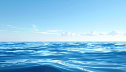 Vast Ocean Under Clear Sky With Gentle Waves And Distant Clouds Capturing Tranquility And The Beauty Of Nature