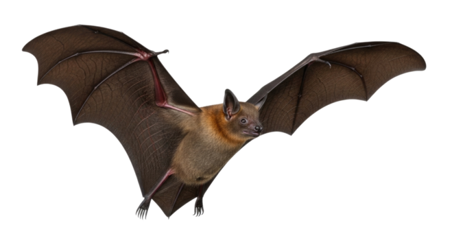 Flying bat with wings spread transparent background cutout png