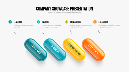 Business Performance 4 Step Infographic Frame Template. Sales Development Slideshow Design Vector Illustration. Corporate Launch Four Option Diagram Presentation Layout.