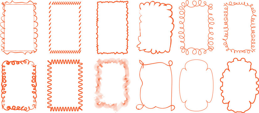 Collection of hand-drawn decorative borders and frames for creative projects and designs