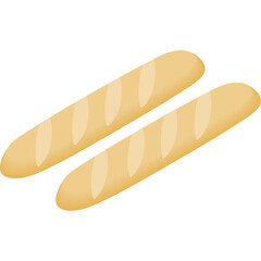 Two Golden Brown French Baguette Loaves Presented on a Clean White Background with Subtle Texture and Highlights Evoking Freshly Baked Bread Ready for Consumption