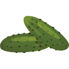 Two Green Sliced Cucumbers on a White Background With Dark Green Speckles and Textured Skin