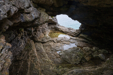 Natural Arch Bruce Peninsula Canada, Limestone Rock Formation Over Georgian Bay
