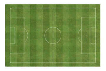 layout empty board realistic grass surface. soccer sport green striped lawn. Top view of International standard football field floor isolated transparent background or png file.