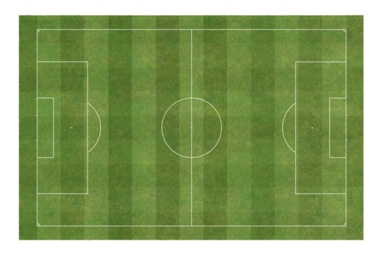 layout empty board realistic grass surface. soccer sport green striped lawn. Top view of International standard football field floor isolated transparent background or png file.