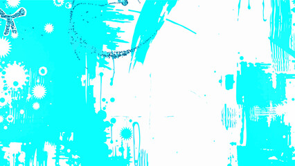 Obraz premium Abstract Aqua Blue Digital Grunge and Celestial Dynamic Heavy, Splattered Paint Brushstrokes and Drips. Raw Artistic Expression with Modern, Cool-Toned, and Energetic design