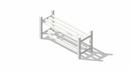 Simple white isometric shoe rack for modern home organization minimalist storage furniture object