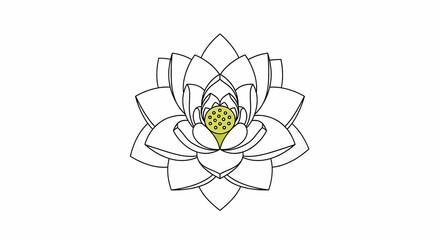 Beautiful minimalist white lotus flower vector illustration on white background spiritual purity yoga meditation nature blossom asian symbol peace