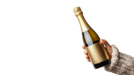 hand holding a champagne bottle 