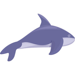 A Pixelated Blue Killer Whale Floats Gracefully Against a White Background With Simple Cartoon Style Elements