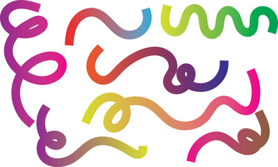 Wavy Abstract Gradient Lines and Coils: Colorful Flowing Art Design Elements