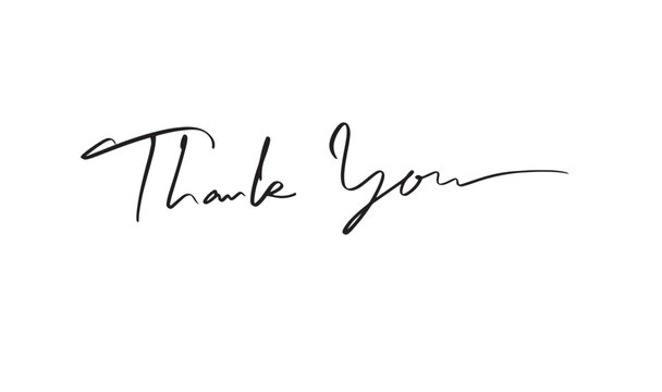 Thank you text font calligraphy hand written lettering script black color object icon thank you business gratitude thanksgiving greeting card banner thank you drawing business symbol grateful thankyou