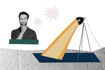 Creative photo poster trend art collage image of minded man electric think ray light bulb beam illumination apartment power blackout